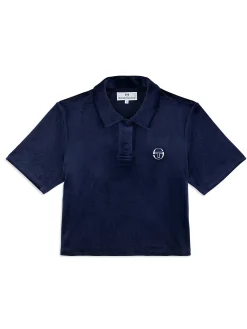 Adele Velour Polo- Maritime Blue