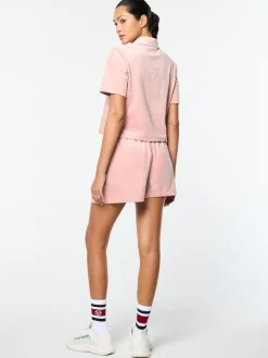 Adele Velour Polo- Pale Mauve