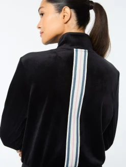 Adele Velour Track Jacket- Black Beauty