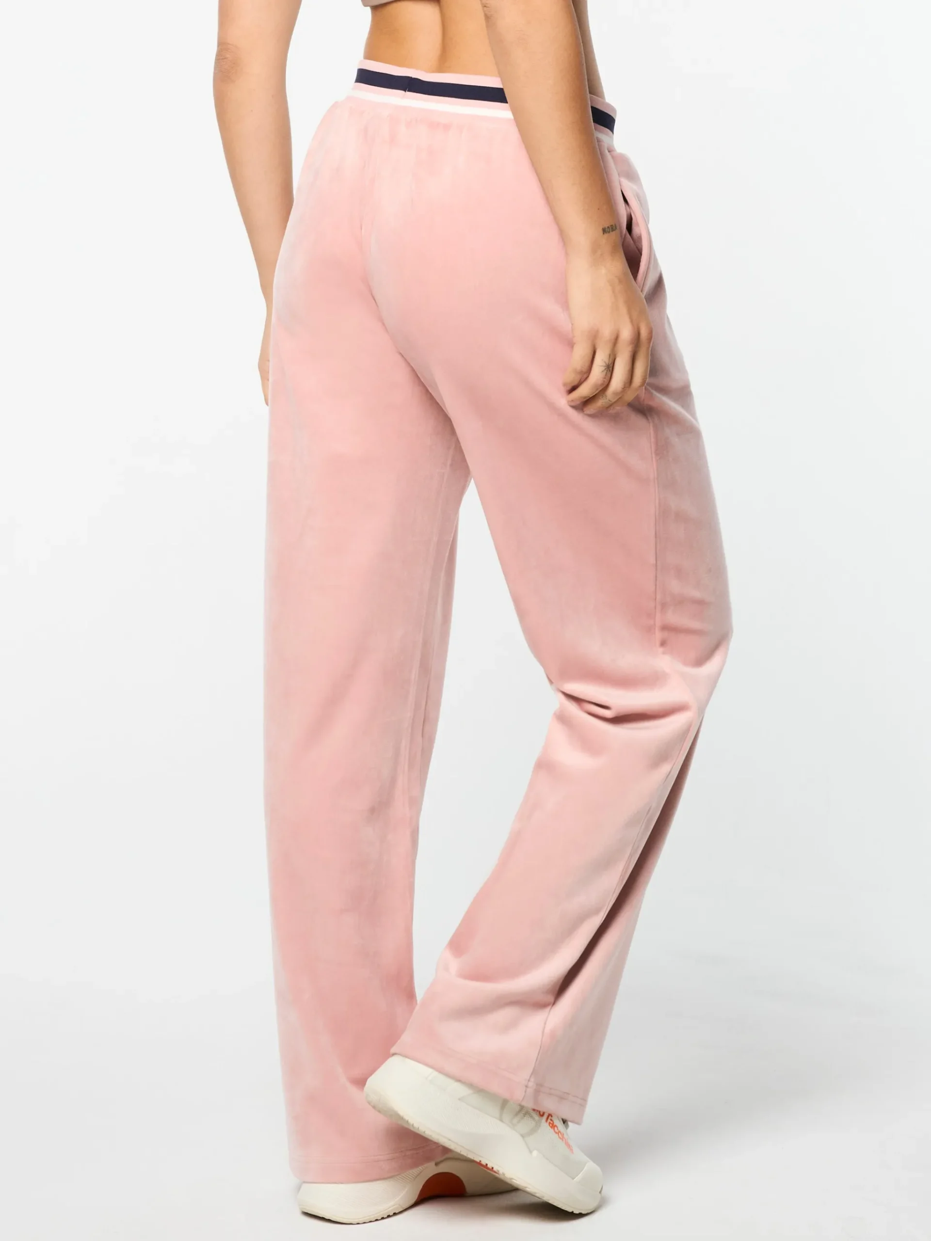 Adele Velour Track Pant- Pale Mauve