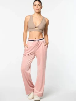 Adele Velour Track Pant- Pale Mauve
