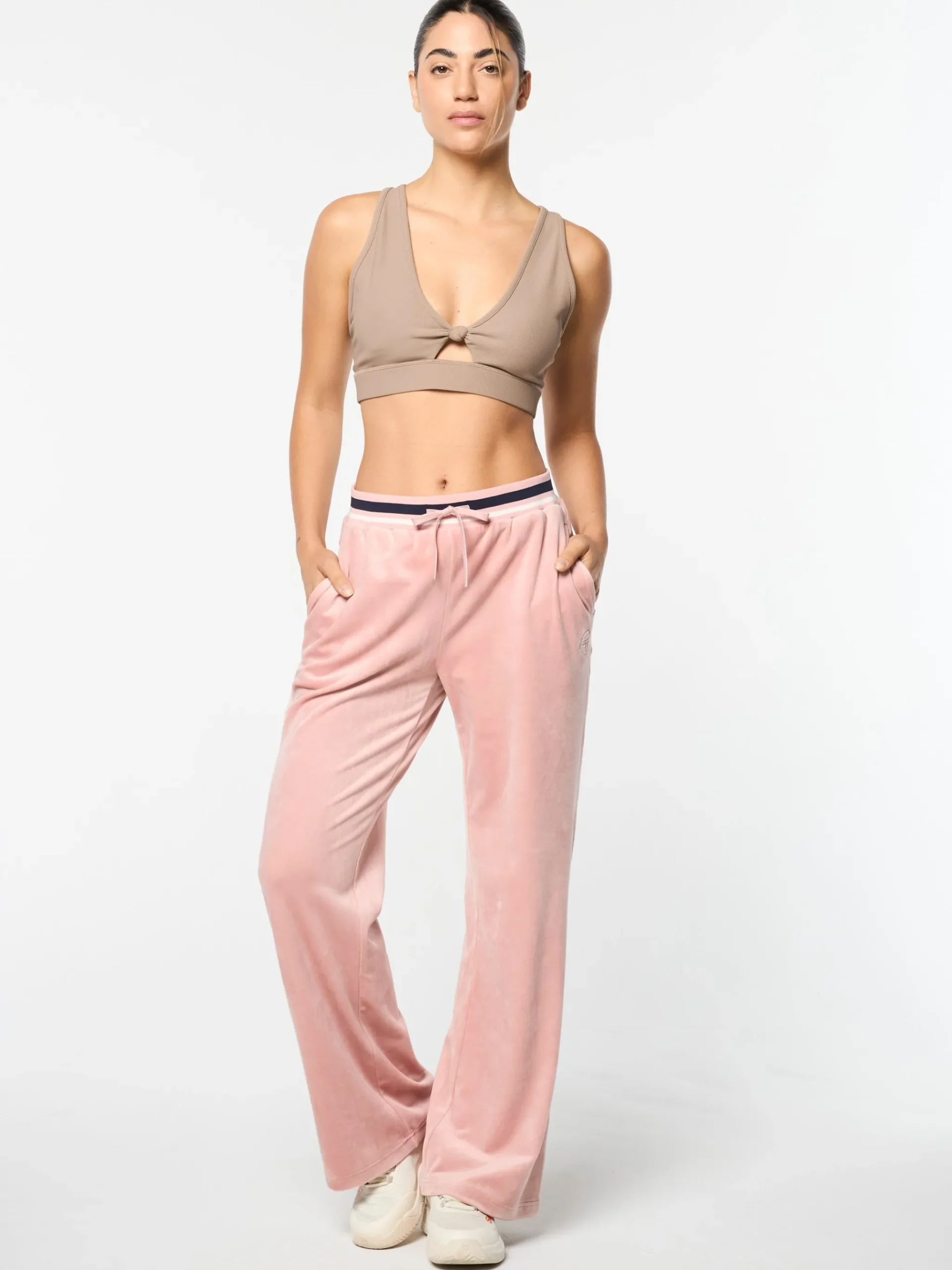 Adele Velour Track Pant- Pale Mauve