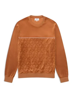 Bandiera Debossed Velour Crewneck-Sugar Almond