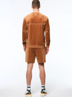 Bandiera Debossed Velour Crewneck-Sugar Almond