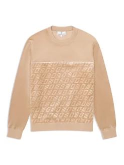 Bandiera Debossed Velour Crewneck-Humus