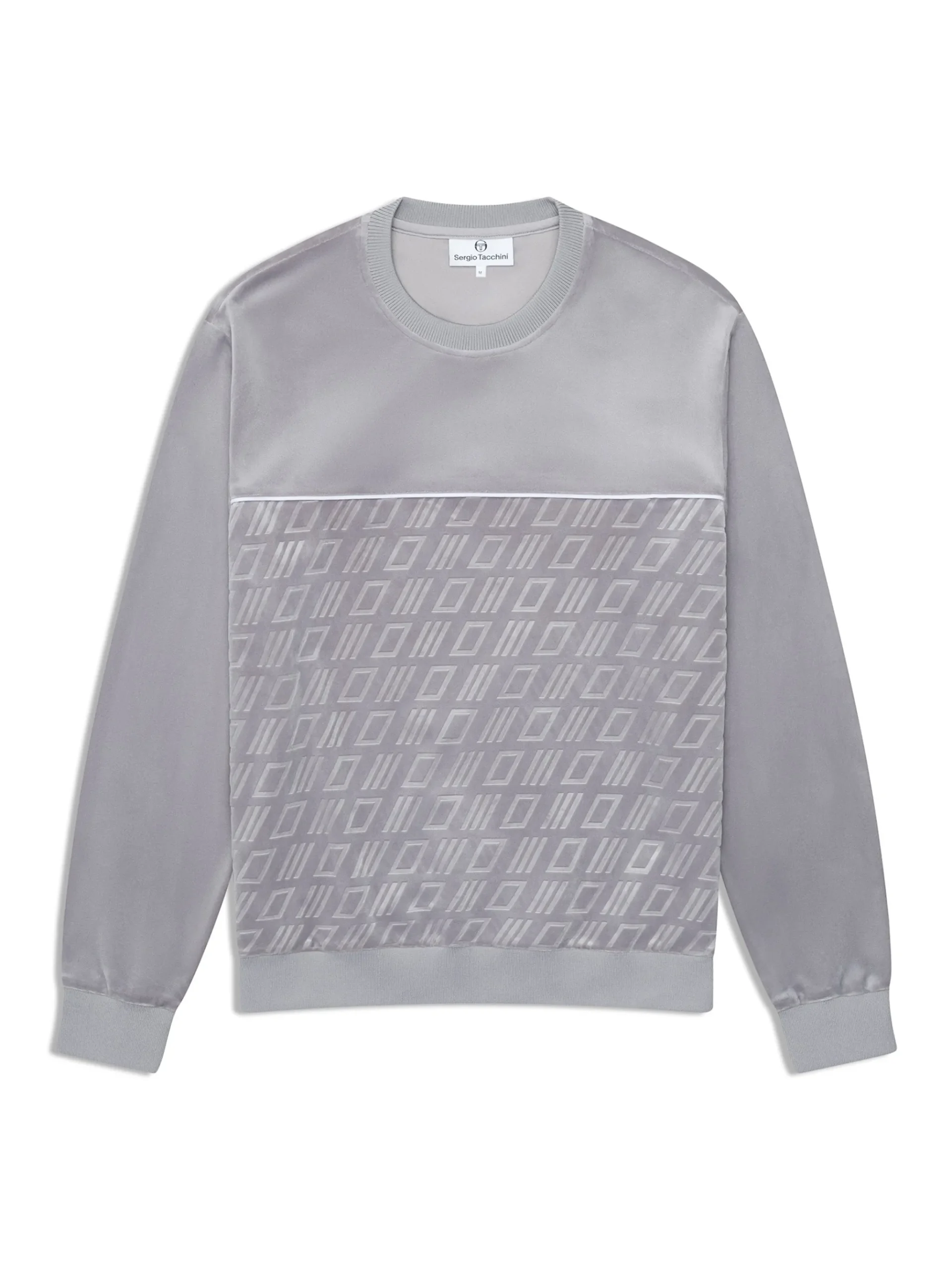 Bandiera Debossed Velour Crewneck-Sleet
