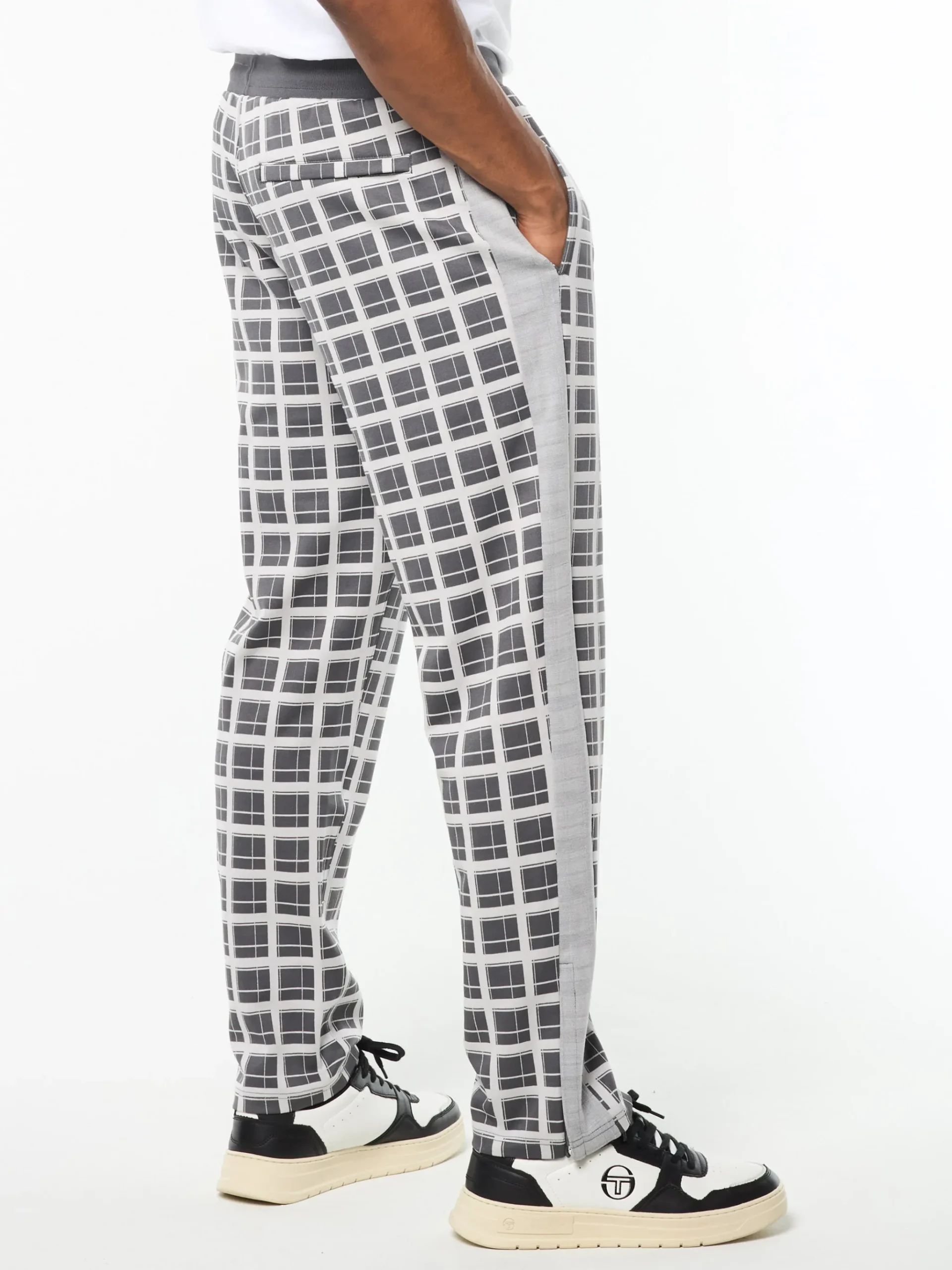 Damarindo Check Track Pant- Quiet Grey
