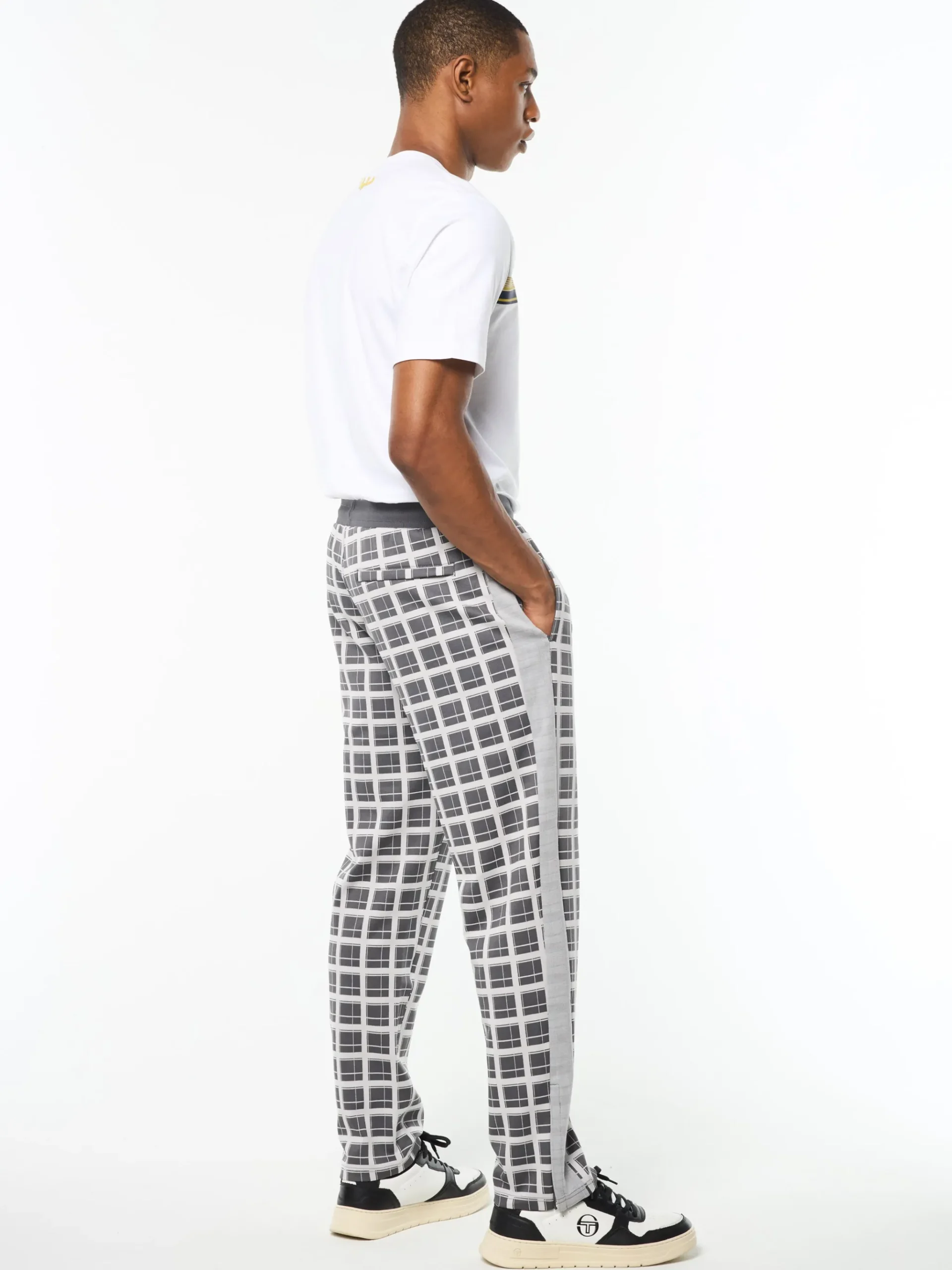 Damarindo Check Track Pant- Quiet Grey