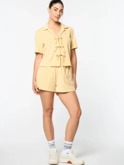 Edda Cropped Shirt- Straw