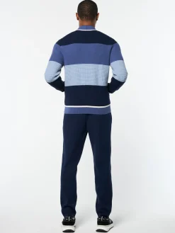 Enzo Striped Track Jacket- Faded Denim