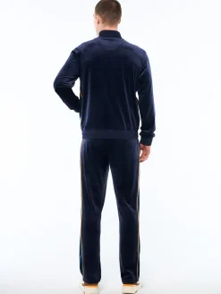 Forato Velour Track Jacket-Maritime Blue
