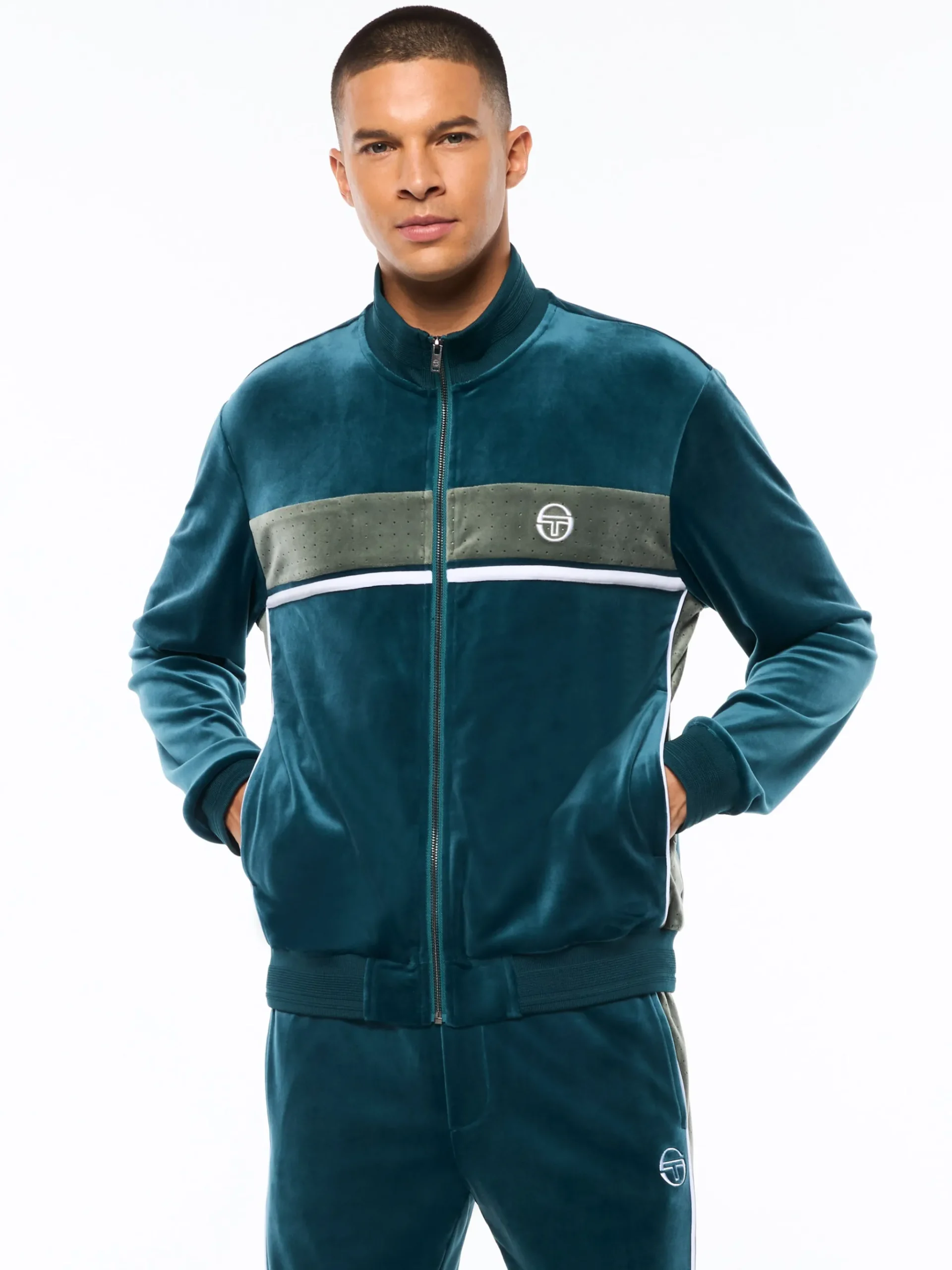 Forato Velour Track Jacket-Mediterranea