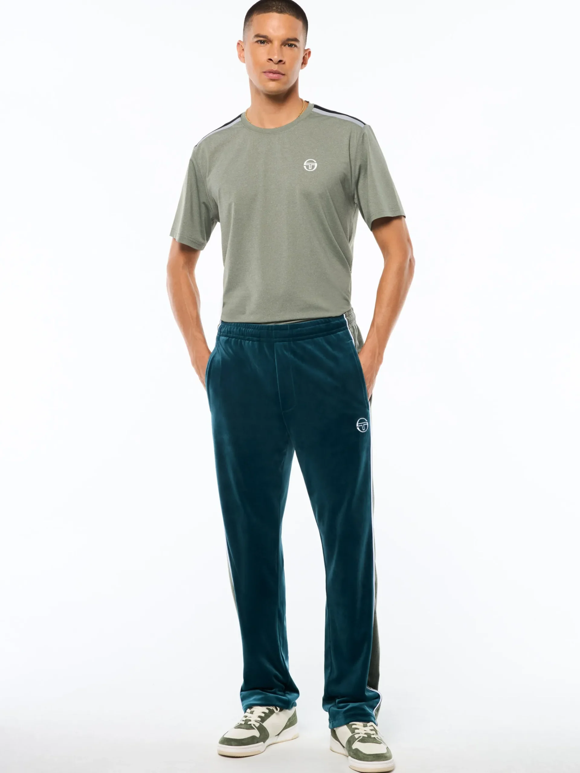 Forato Velour Track Pant-Mediterranea