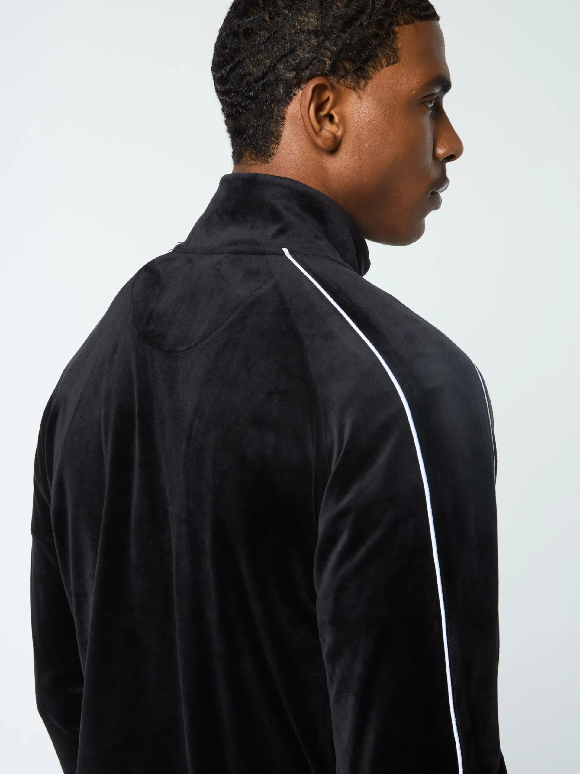 Lioni Velour Track Jacket- Black Beauty