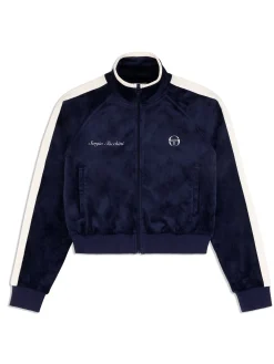Miss Carlotta Velour Track Jacket- Maritime Blue