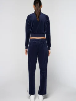 Miss Carlotta Velour Track Jacket- Maritime Blue