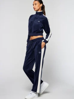 Miss Carlotta Velour Track Jacket- Maritime Blue