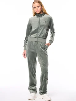 Nuvola Velour Track Pant-Agave Green