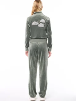 Nuvola Velour Track Pant-Agave Green