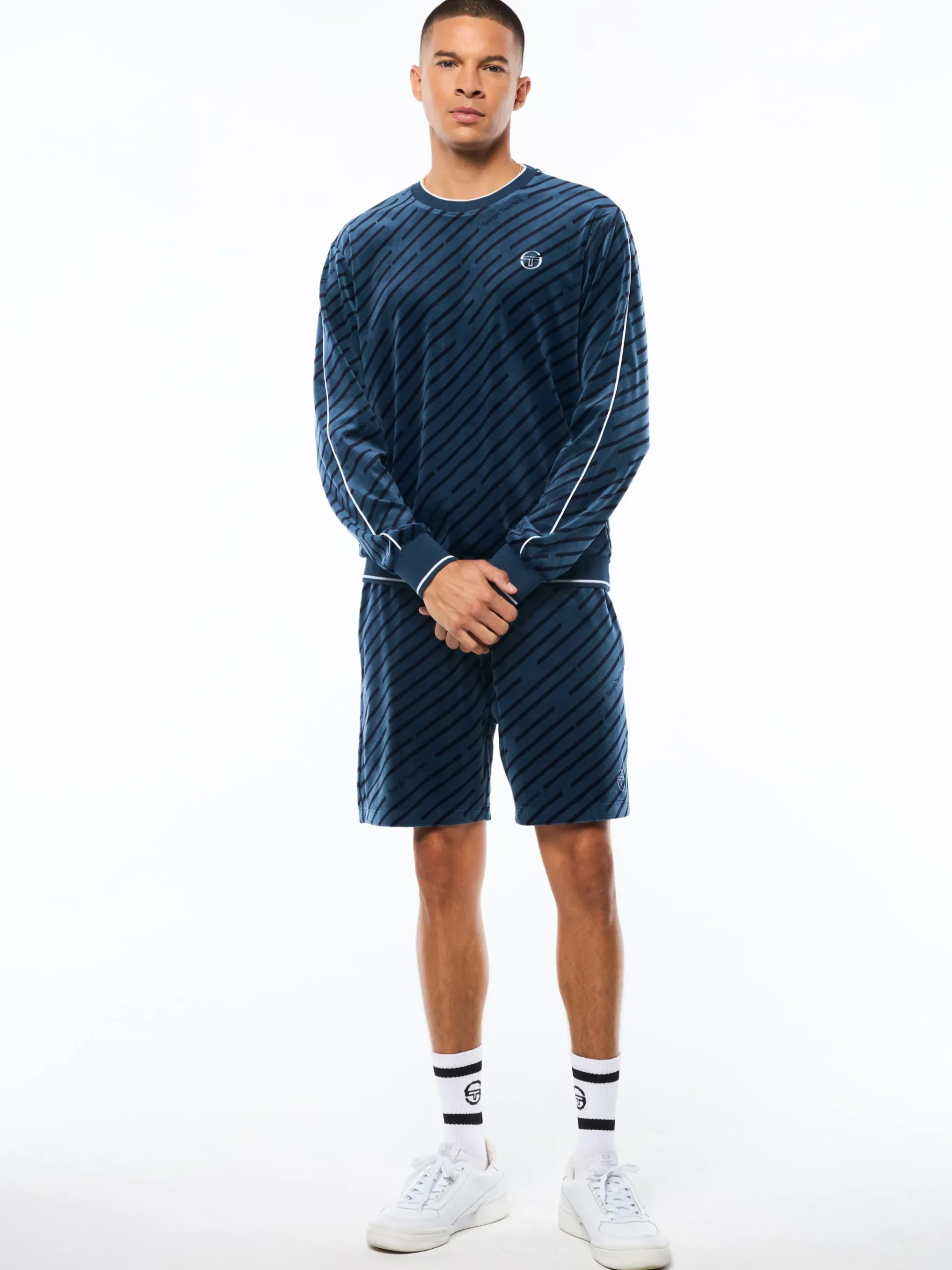 Obliquo Velour Crewneck-Key Largo