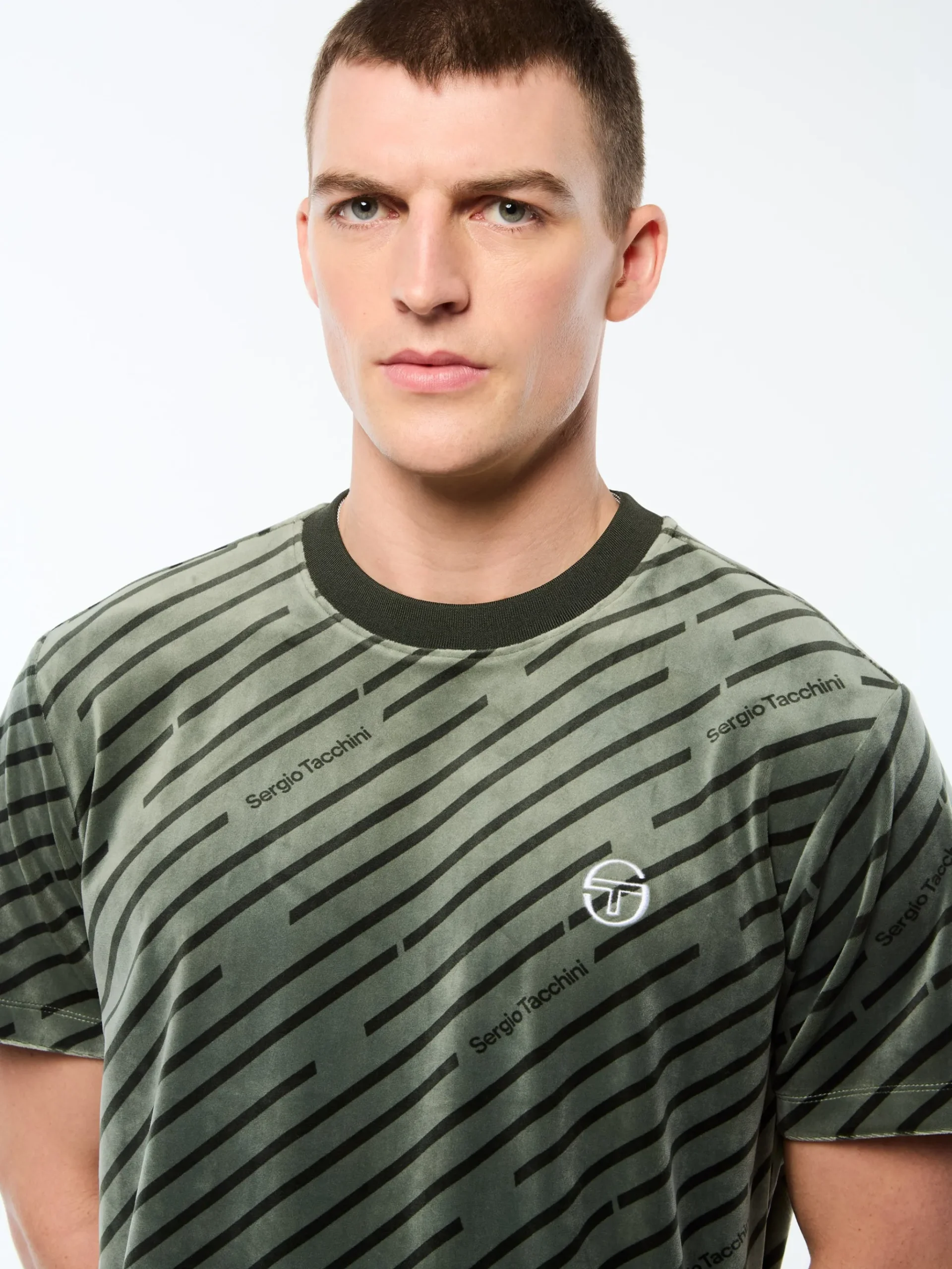 Obliquo Velour T-Shirt-Agave Green