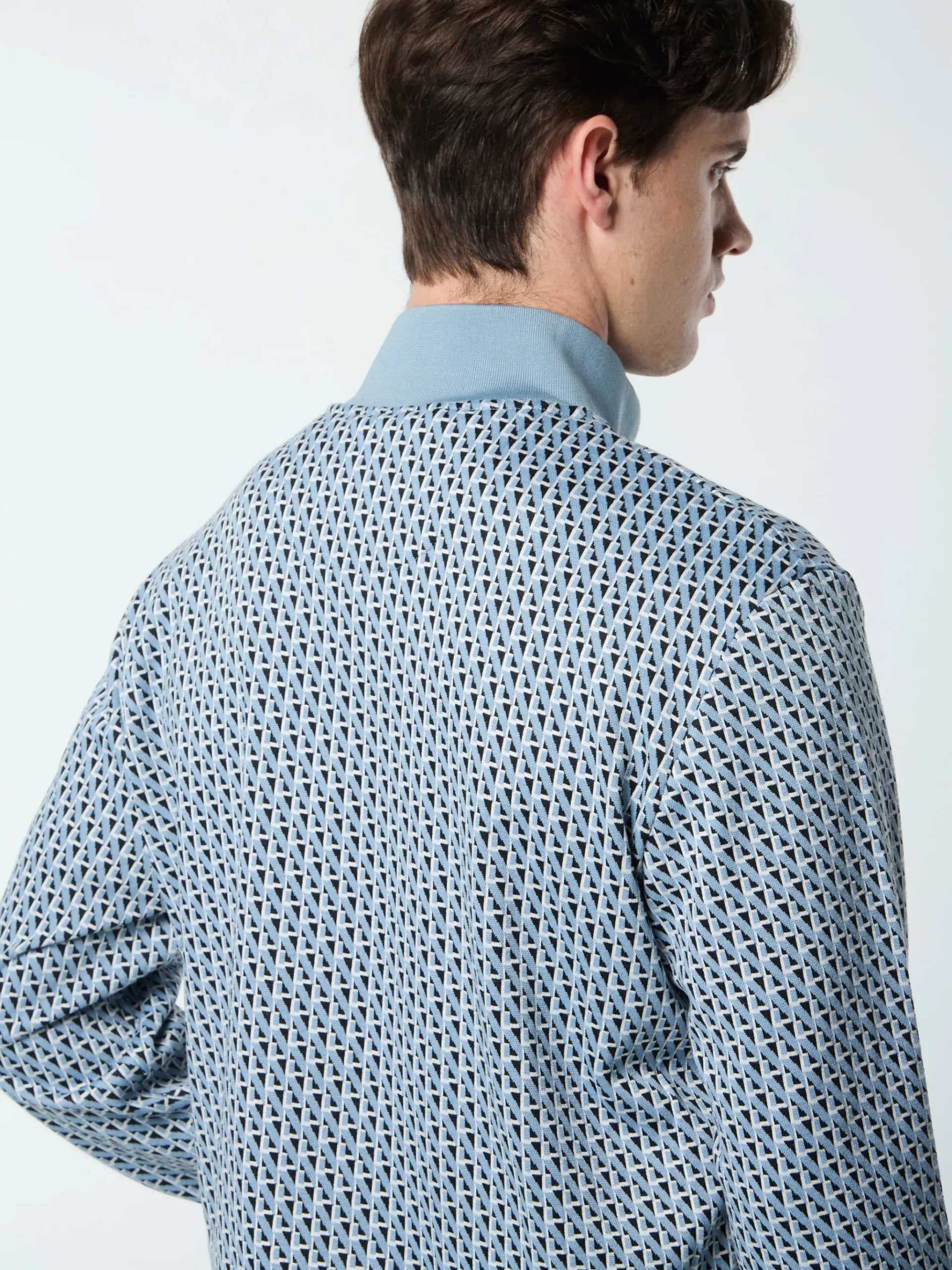 Paolo Knit Track Jacket- Faded Denim