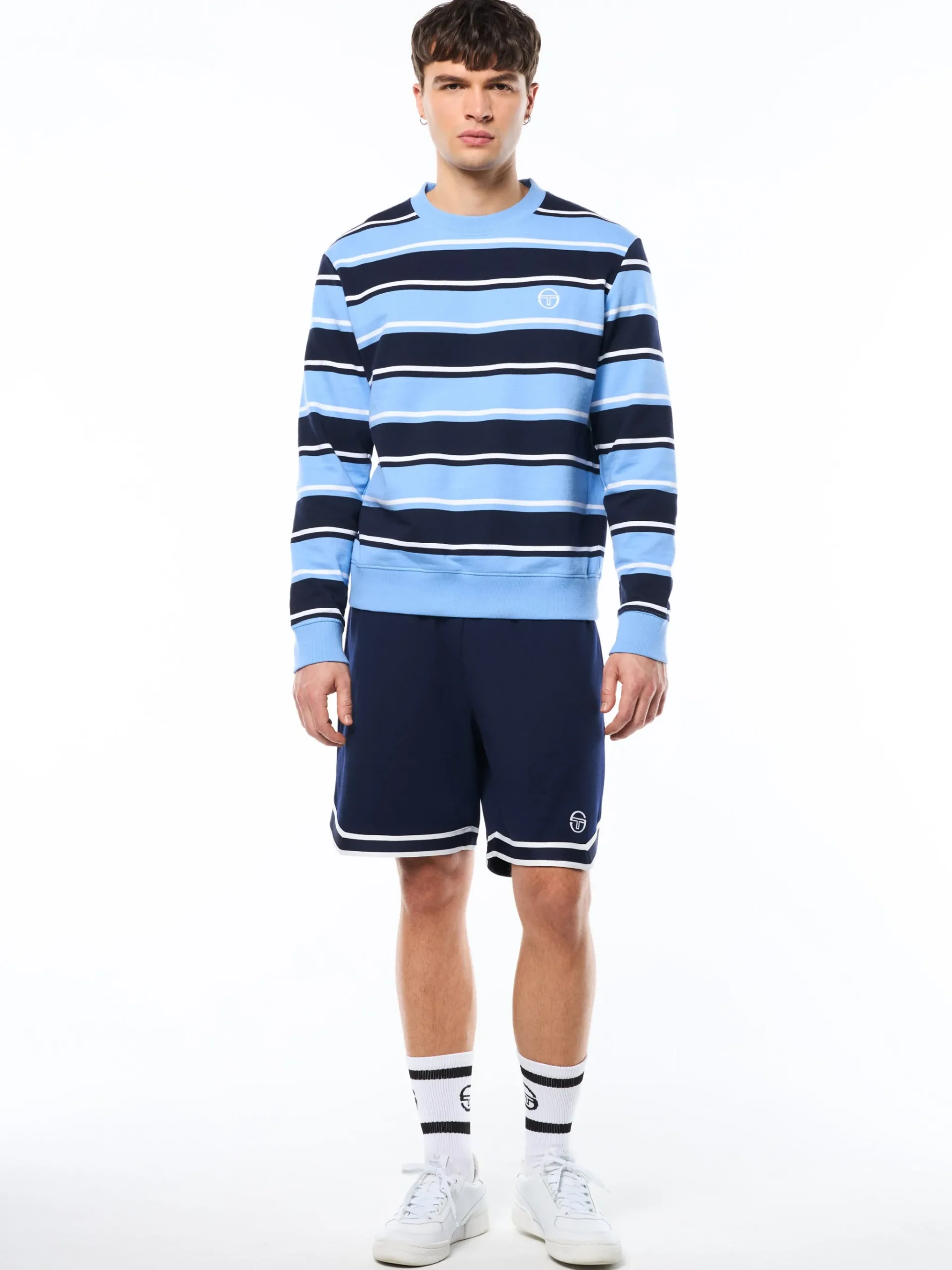 Strisce Stripe Crewneck-Maritime Blue