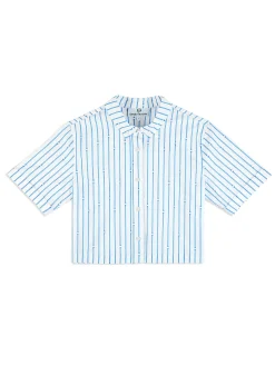 Women's Colonna Cropped Shirt- French Blue