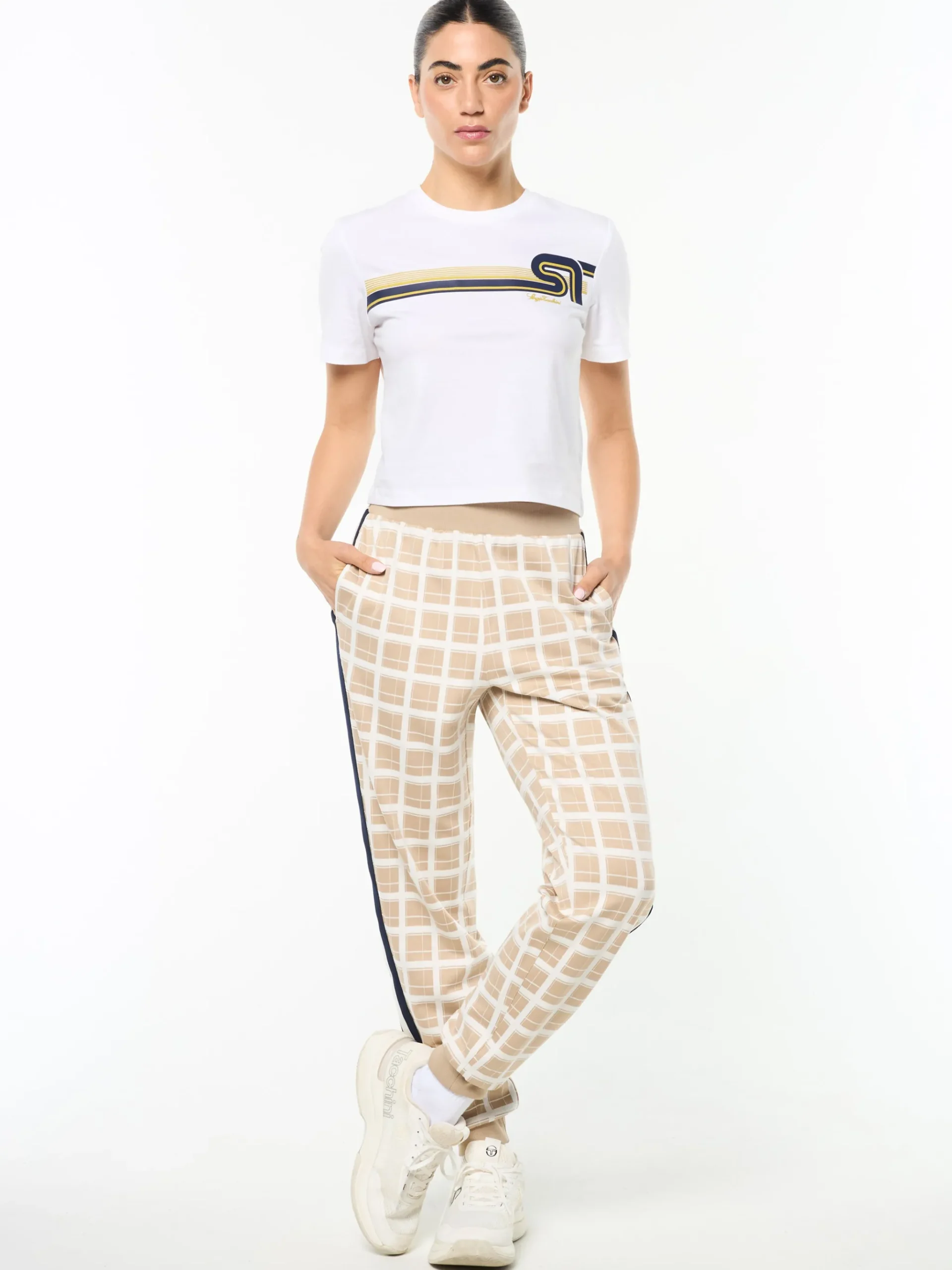 Women's Damarindo Check Track Pant- Humus