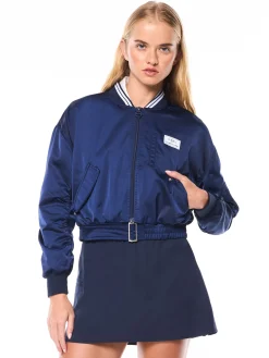 Women's Piano Bomber Jacket-Maritime Blue